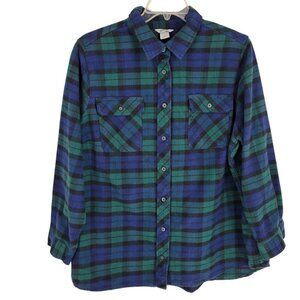 Duluth 2X Plaid Green Blue Heavy Flannel Button Shirt Shacket Ranch Farm work